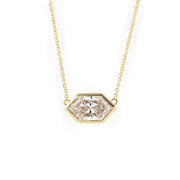 East-West 2 Ct Elongated Hexagon Shape Bezel Necklace - LGG Jewelry